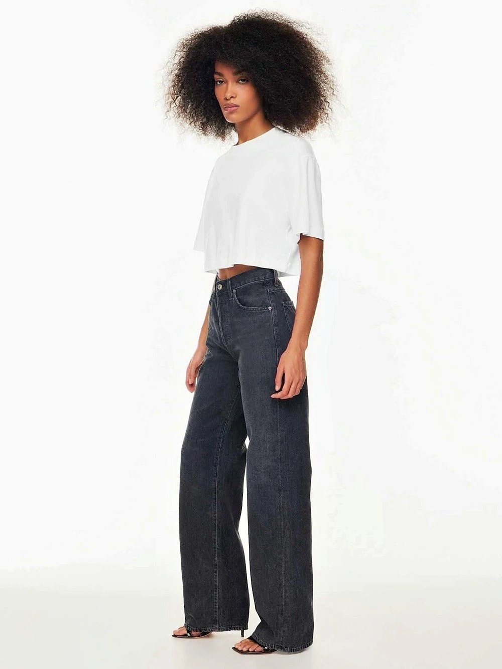Citizens of Humanity Annina Wide Leg Jeans in Black Waist 24 Like New